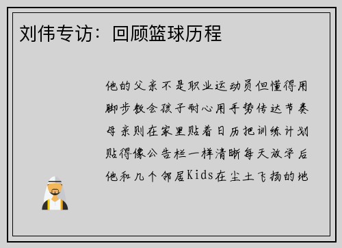 刘伟专访：回顾篮球历程