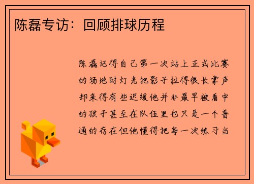 陈磊专访：回顾排球历程